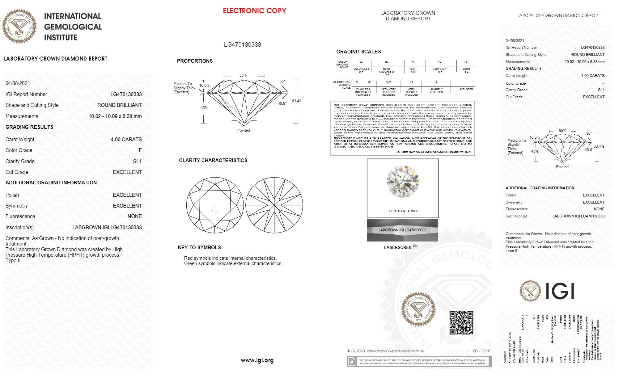 4 CT Round Brilliant Cut Lab Grown Diamond IGI Certified Loose Man Made Diamond