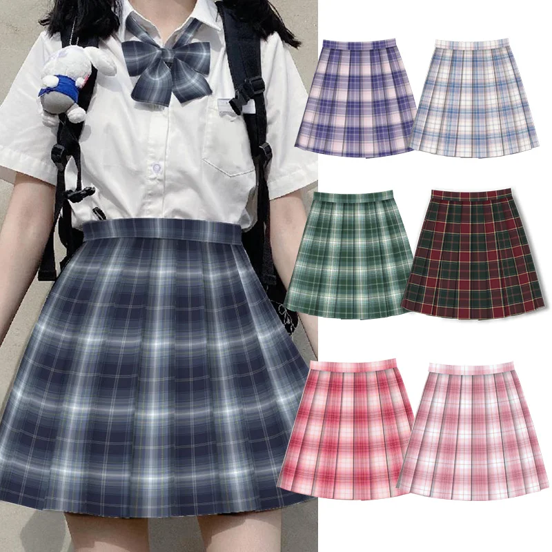 New Style School Uniform Design Pleated Skirt Japanese Middle High School Plaid Short Skirt