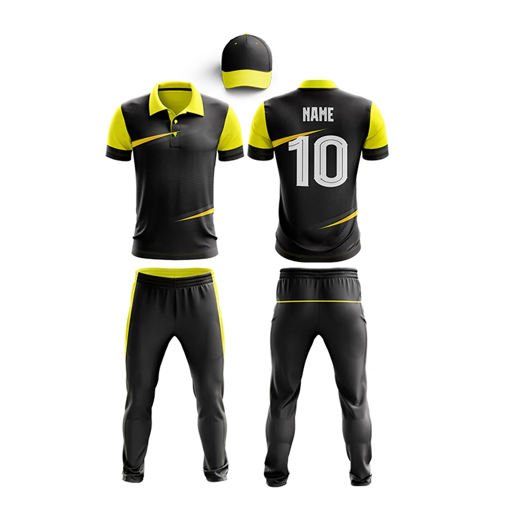 High Quality Custom Made Personalized Cricket Jerseys Sublimated Designs Premium Quality Uniforms Including Bats