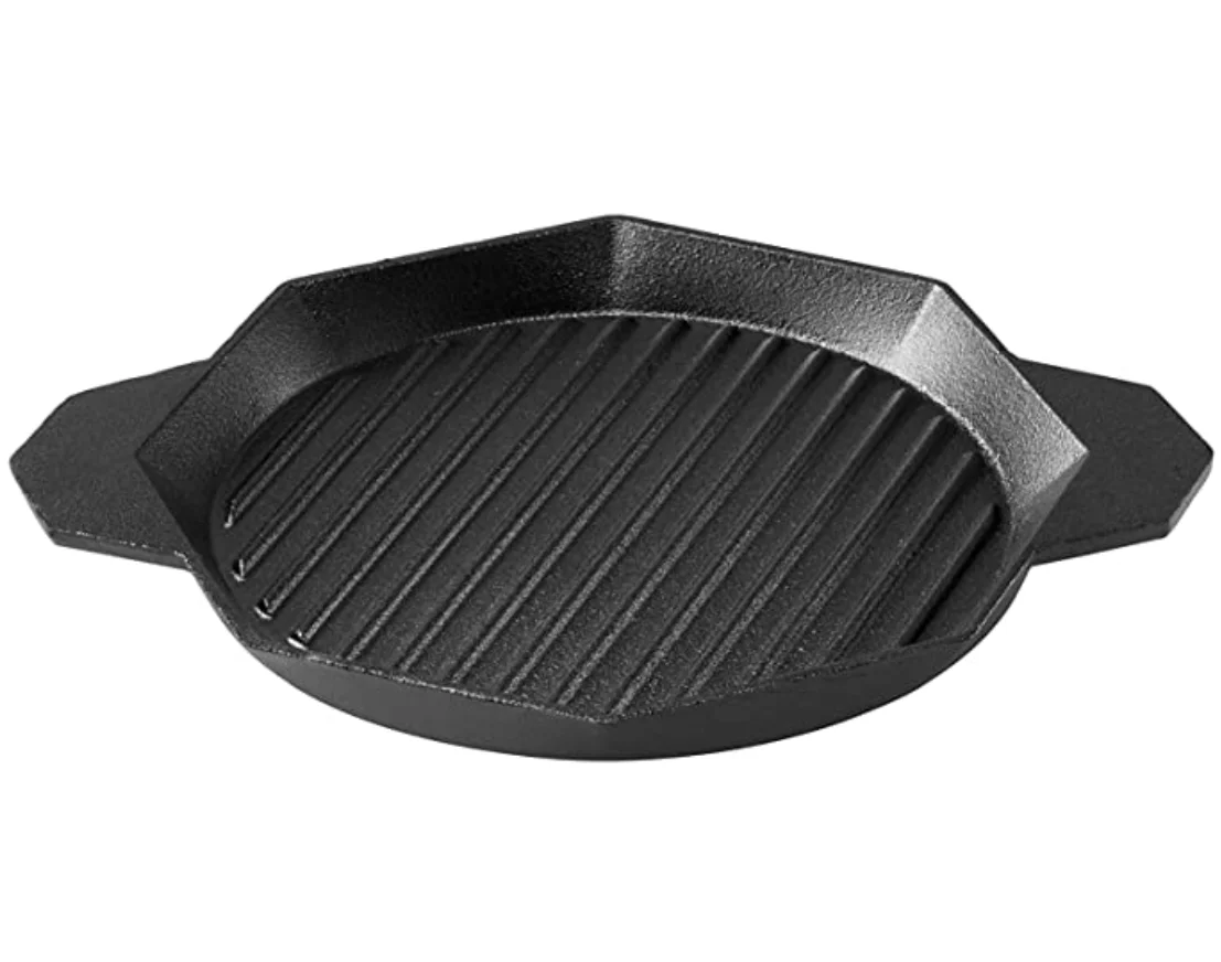 MommysPOT Cast Iron Grill Pan with Dual Handles, Pre-Seasoned, 10.7 Inch  Made in Korea  Handmade Cast Iron Arts and crafts Cook
