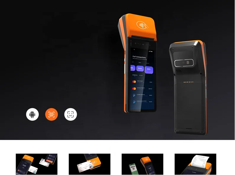 Android 10 6-Inch Mobile POS Terminal Handheld Touch POS System with 4G Card Reader USB Docking 6-Inch Android POS Printer
