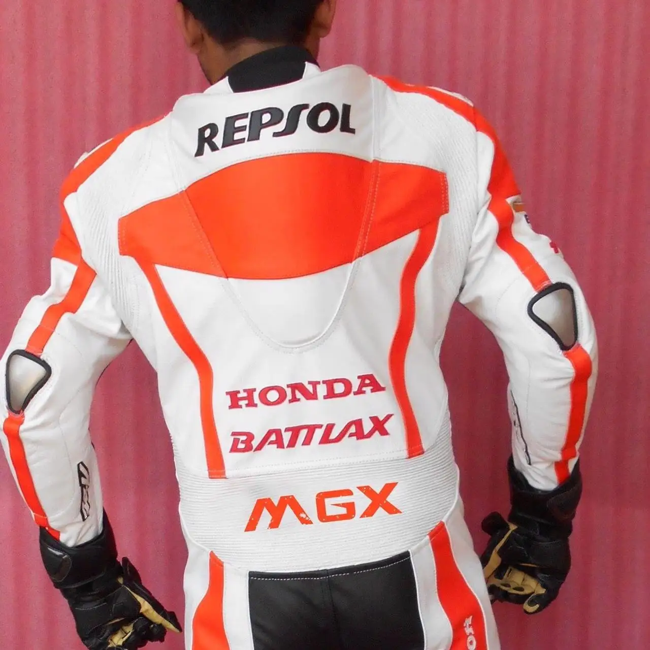 motorbike leather suits gloves and boots set