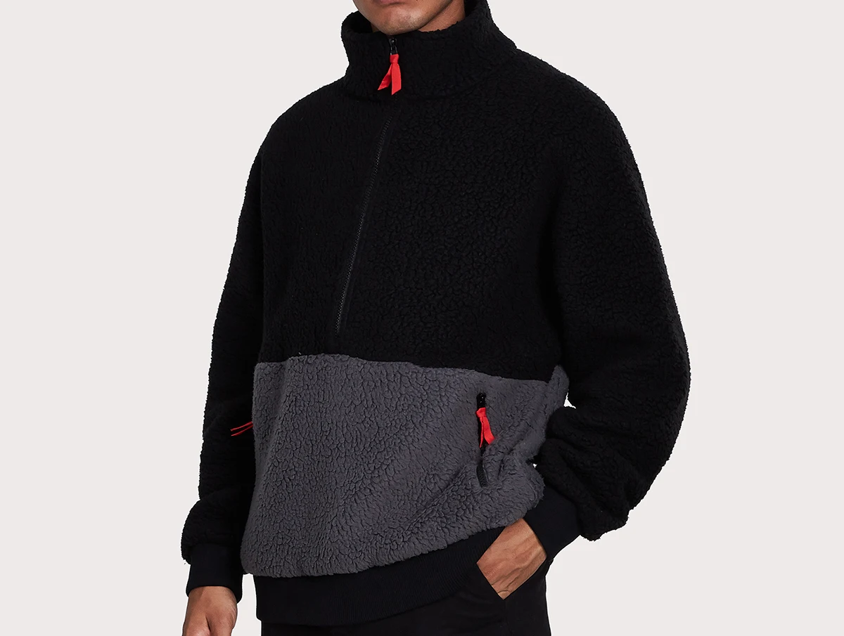 New Custom High Quality Unisex Custom Logo Sherpa Fleece HZ Jacket For Winter 2021