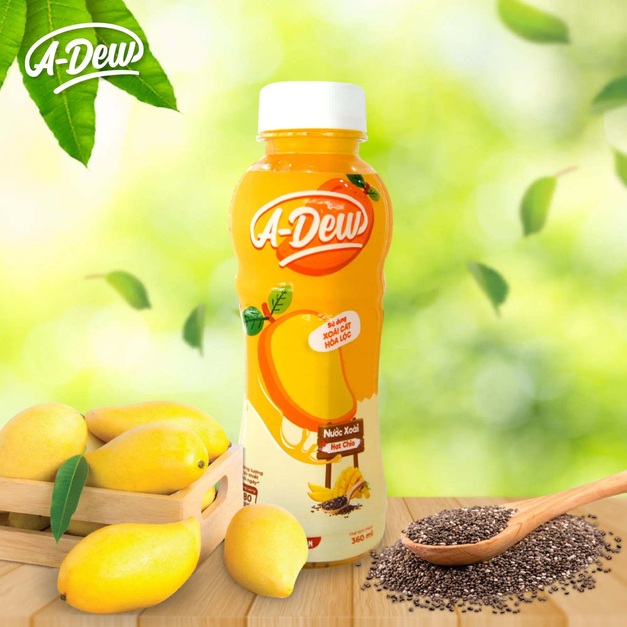 Вьетнам A-Dew ароматизированный МАНГО НАПИТОК семена ЧИА оптом разумная цена 360 мл бутылка для сока из