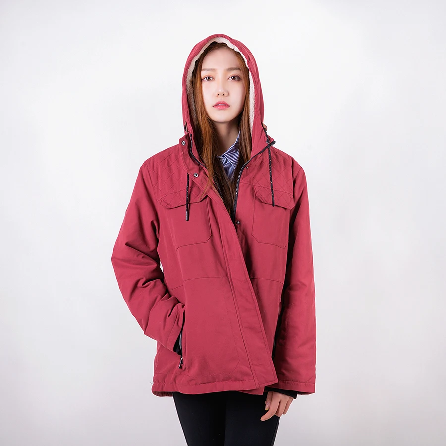 Лидер продаж 2021 модная зимняя женская ветровка Sangria на молнии из хлопка и полиэстера куртка с капюшоном