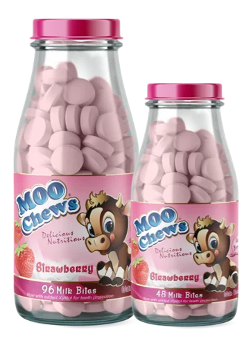 Moo Chews 96 таблеток бутылка клубника здоровая закуска для детей и малышей молочный планшет с высоким содержанием кальция