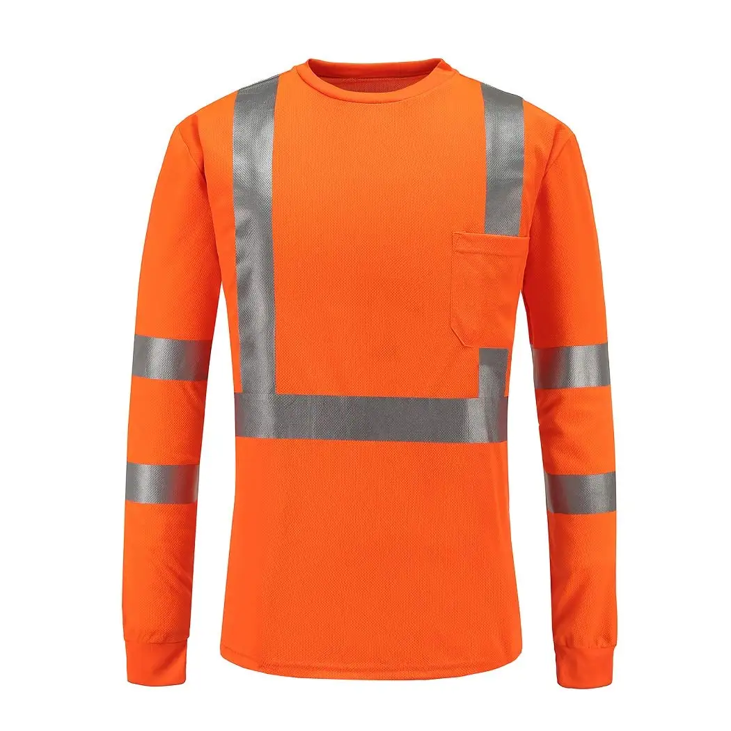 100% Cotton Jersey Short Sleeve Orange Safety Reflective T Shirt Reflective Hi Vis Work Shirts