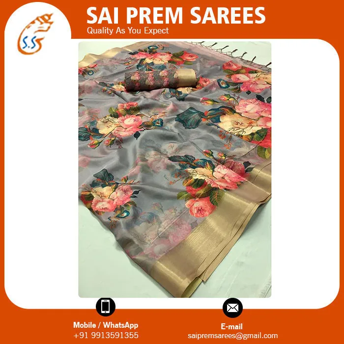
Custom Printed Designer Silk Saree from India 