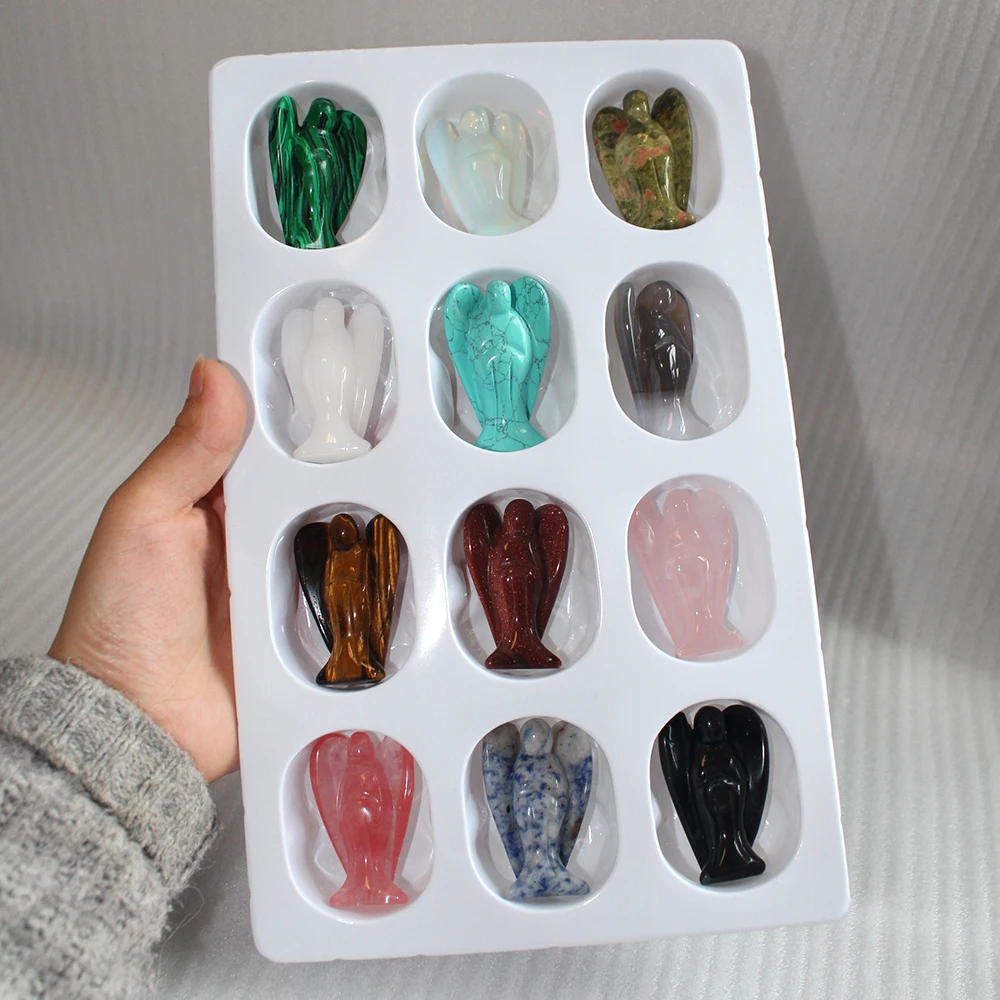 wholesale MIX ALL CRYSTAL HOLY ANGELS /NATURAL CRYSTAL AGATE HAND CARVED PREMIUM QUALITY ANGELS