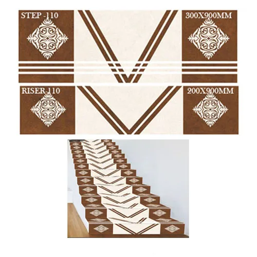 Beautiful Designer Interior Tiles 200 x 900 mm 300 x 900 mm Porcelain Stair Step Risers Wooden Marble Stone Stairs Floor