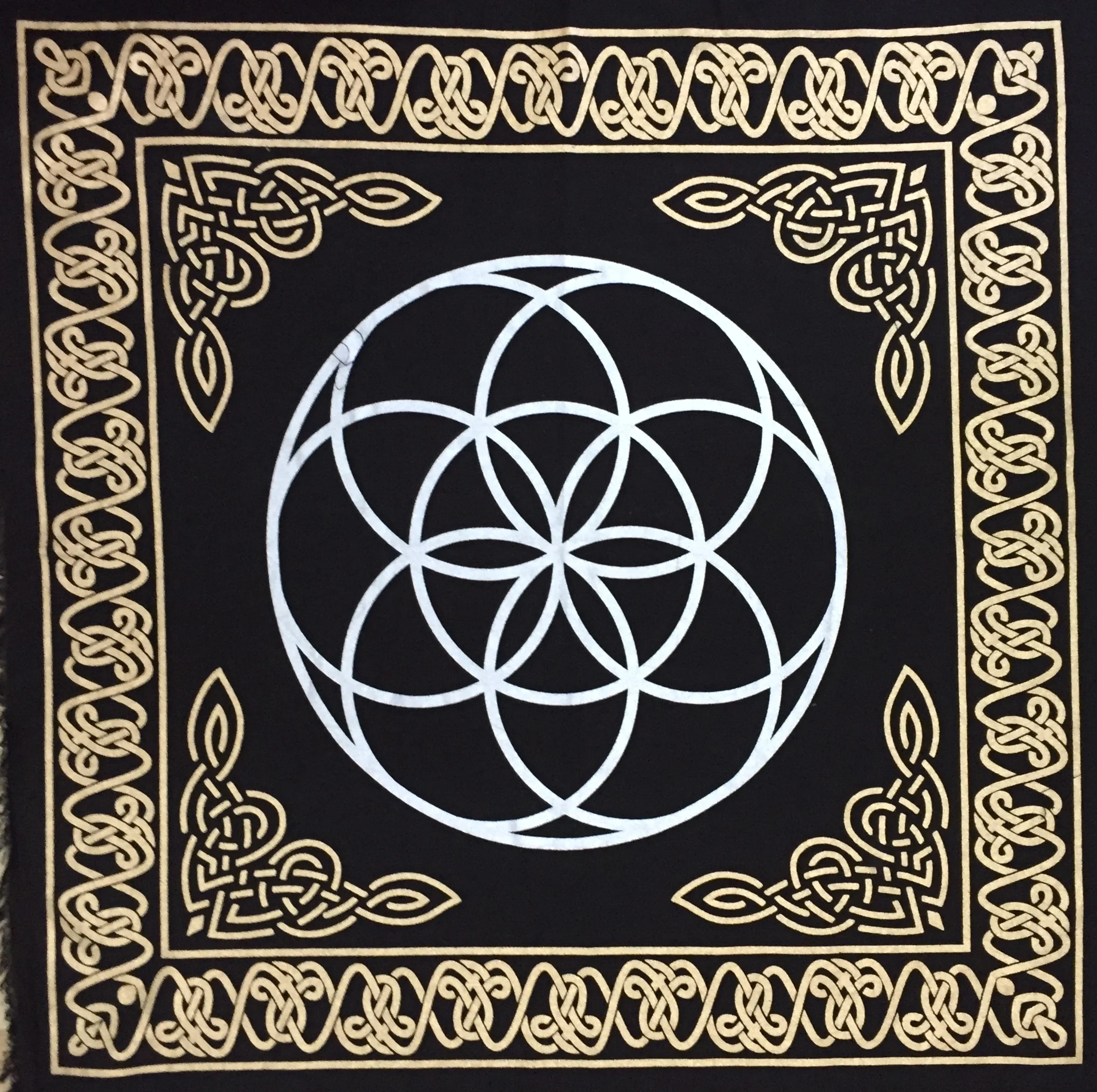 Pentagram Pantacle Cotton Seed Life Table Cover Bohemian Black Gold Spiritual Altar Cloth Indian Printed Spiritual Decor Table