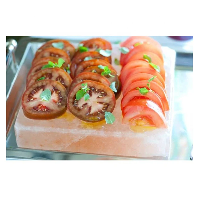 Custom Top Quality Himalayan Natural Crystal Rock Salt Tiles Plates Slabs Block For BBQ Barbecue Cooking Tiles