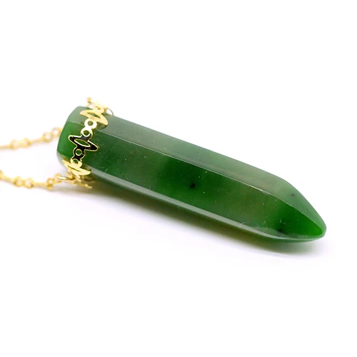 Wholesale Natural Gemstone Healing Stones Genuine Jade Nephrite no touch tool brass key chain Wand Point