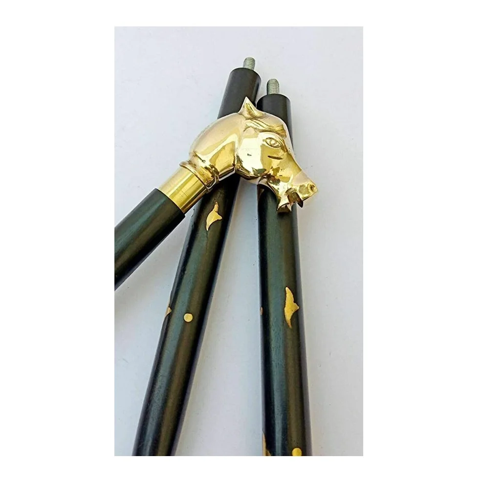 Hot selling Walking sticks brass comfortable handle knob wooden designer cane walking sticks luxury from Indian Supplier
