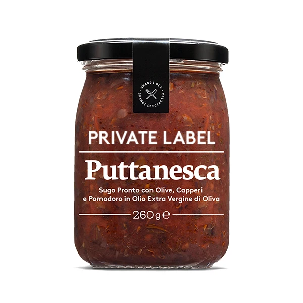 Фирменный итальянский соус Puttanesca с томатными черными оливками колпачками и анчоусами для розничной оптовой торговли
