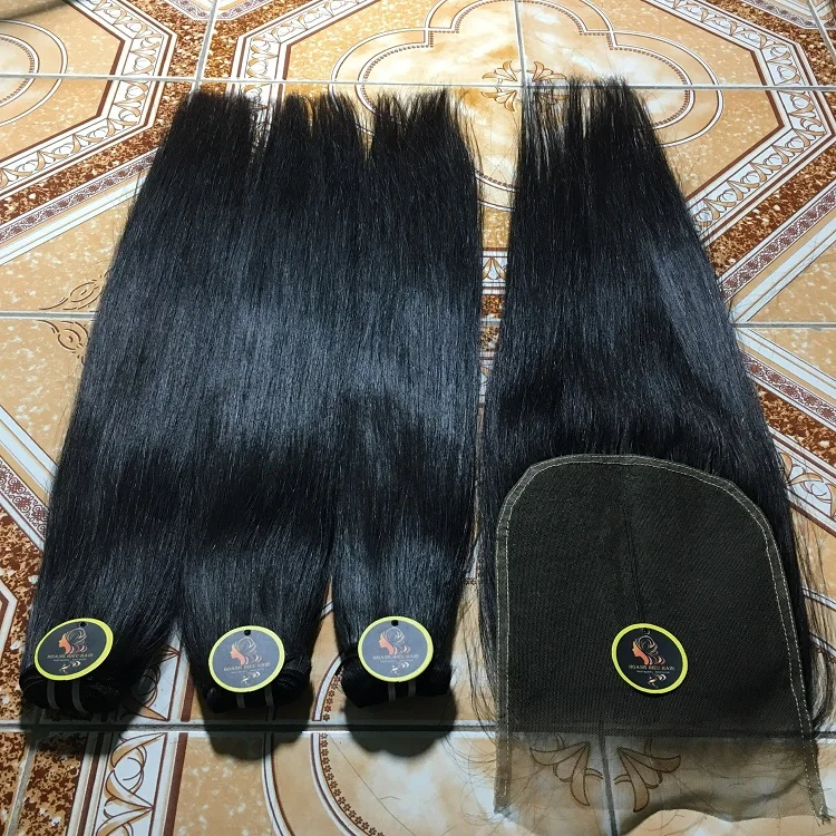 Супер двойные прямые человеческие волосы естественного цвета 100% натуральные необработанные вьетнамские супер