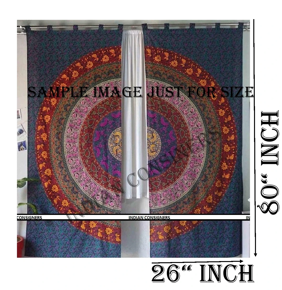 Flower Mandala Window Door Curtain Art Handmade White Gold Color Wall Hanging Cotton Beautiful