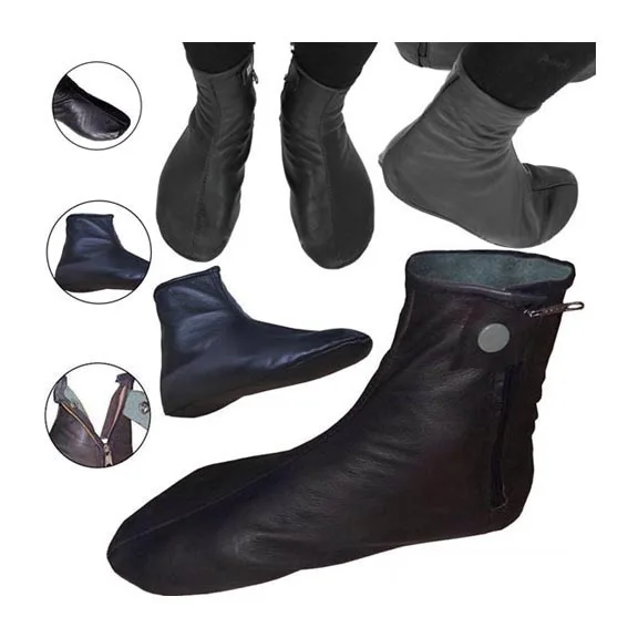  Новый дизайн черные короткие теплые удобные с красной молнией кожаные носки в непрерывном стиле