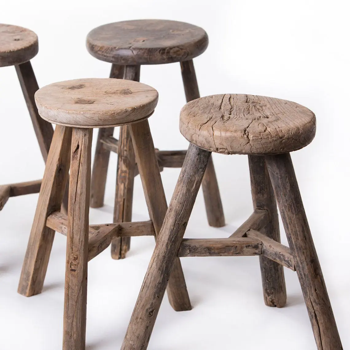 Creative Hourglass Design Environment Protection Vintage Elm Wood Stools Dressing Table Step Stool Bulk Quantity For Home