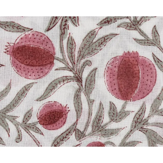 Индийская хлопчатобумажная ткань с ручным принтом красно-белая Цветочная индийская двор