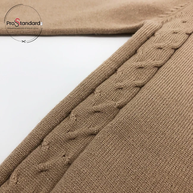 
Fashion Clothing Rib Collar Side Cable Stitch Long Sleeve Sweater Knitted Top for Kid 