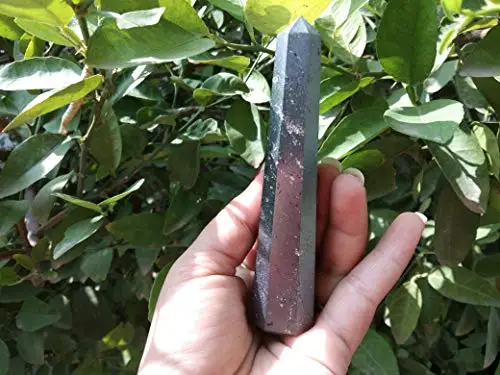 Прибл. Обелиск из гематита 3 дюйма Натуральный драгоценный камень Jumbo с активированным очищенным агатом