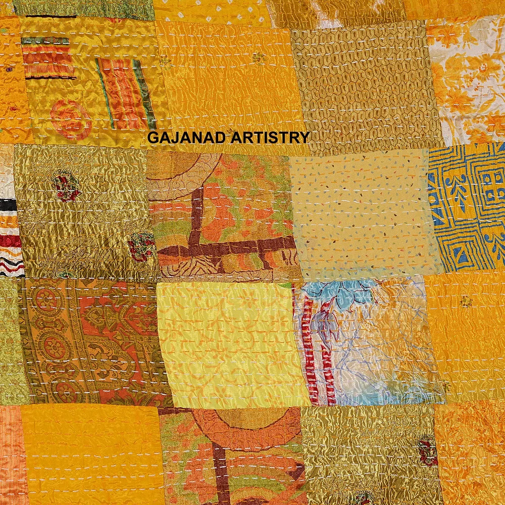 bohemian indian silk patchwork kantha quilt boho throw blanket bedspread quilting bedding hippie comforter queen handmade quilts