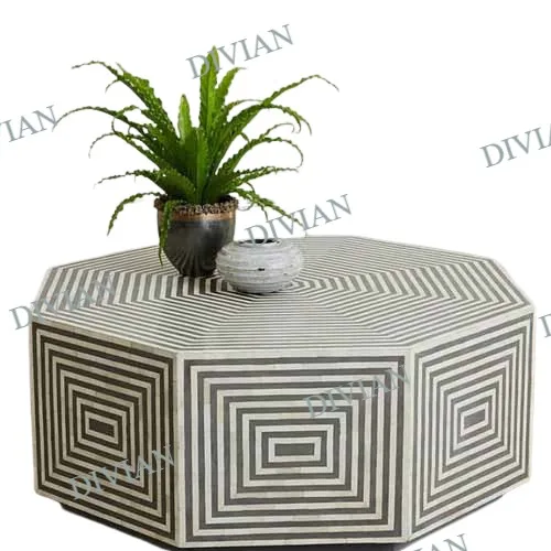 Bone Inlay Table Bone Inlay Furniture For Luxury Home Mother OF Pearl Furniture Mother of Pearl Round Table For Hotel Supplier