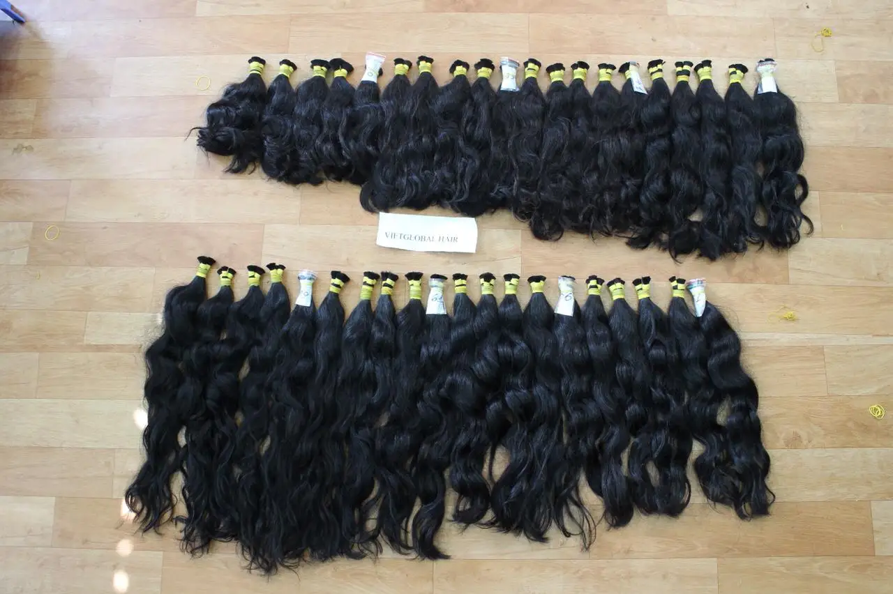 Вьетнам оптовая продажа двойные натянутые натуральные человеческие волосы без повреждений шелковистые Волнистые