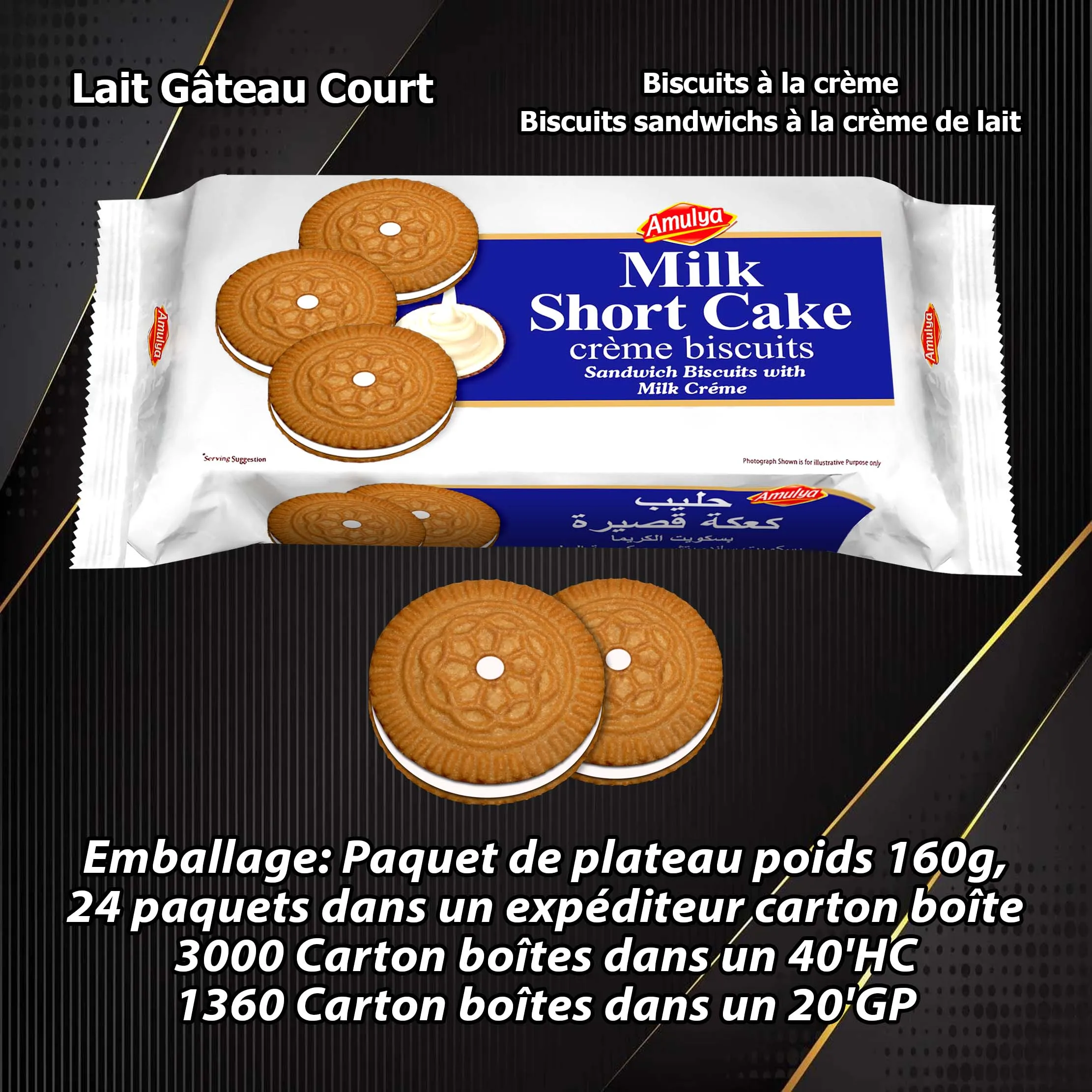 Extra Cream filled Shortcake creme sandwich cookies * Tempting Cocoa biscuits high quality Milk filling * Keep Fresh inner pack