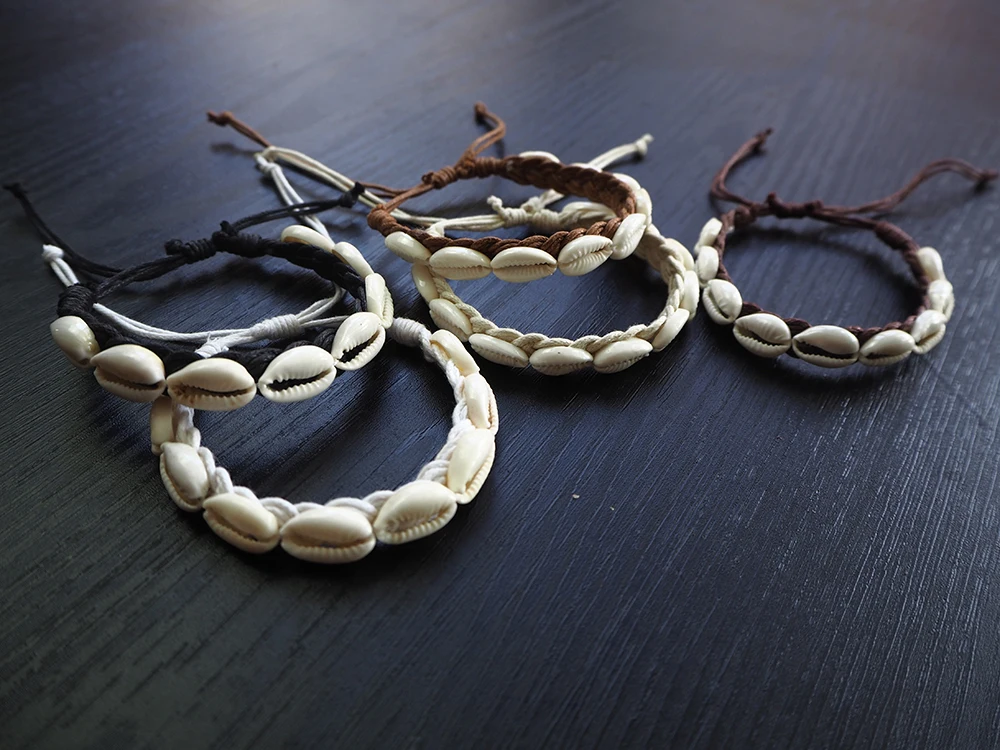 Wholesale Fashion Handmade Unique Mop Seashell Cotton Friendship Adjustable Bracelet