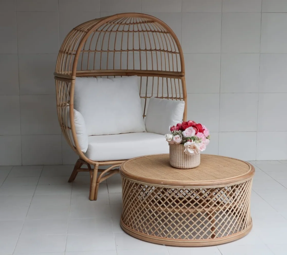 Extendable Adjustable Natural Hand Woven Dining Mid Century Rattan Plywood Antique LEICESTER Coffee Table