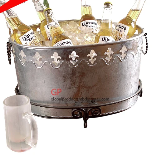 top quality pure copper oval shape ice bucket beverage tub for bar weddings hotels