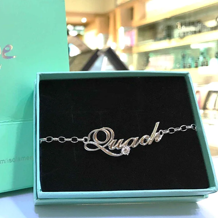 stainless steel custom name necklace made cuban gold dropship necklaces plate personalised with initial names crystal hip hop