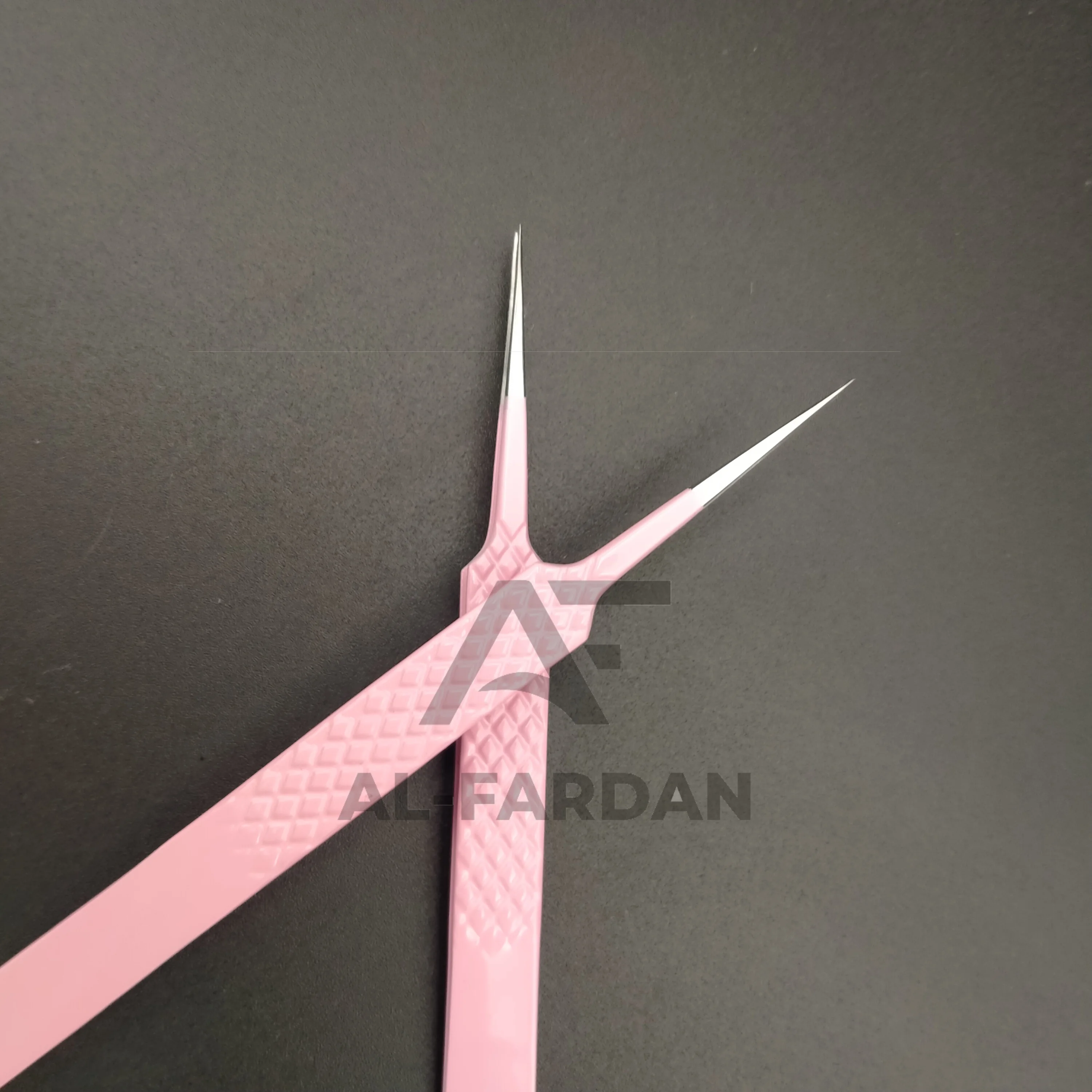 Baby Pink Color Straight Pointed Silver Tip Tweezers For Lash Extension Diamond Print Stainless Steel Fiber Grip Eyelash Tweezer