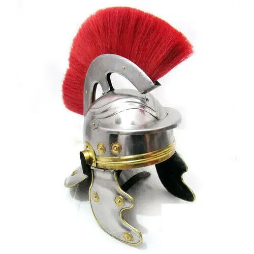 NASIR ALI NEW PROFESSIONAL ROMAN LEGION OFFICIER HELMET WITH RED PLUME ARMOUR GLADIATOR COSTUME BEAST ITEM