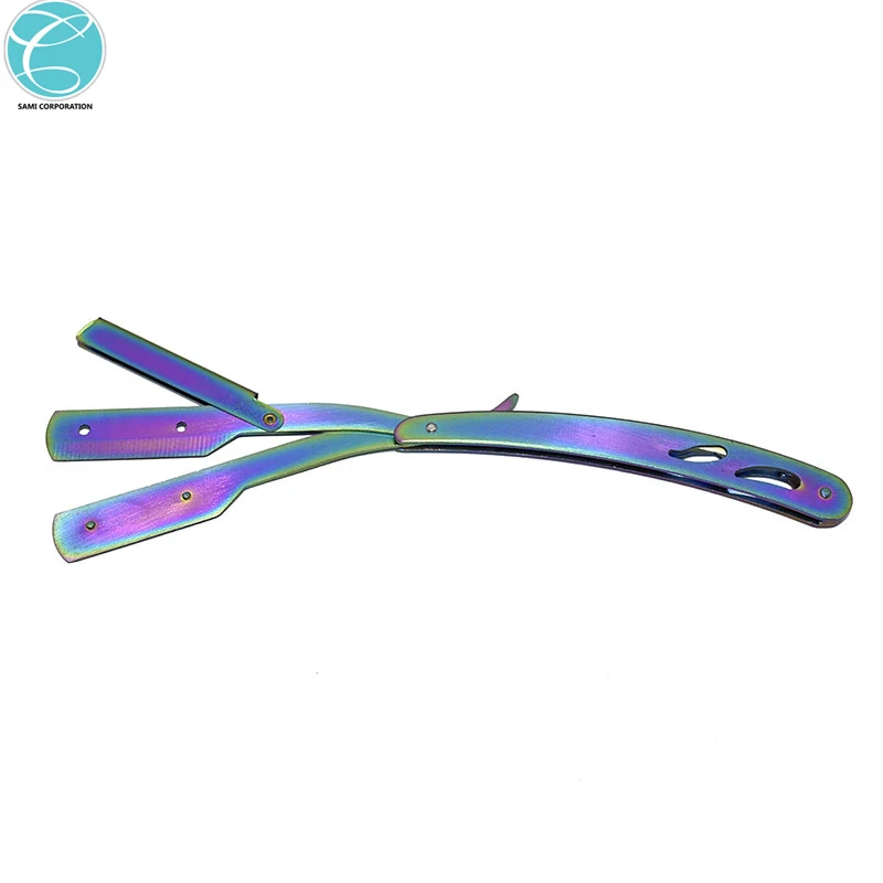 Men Shaving Barber Tools Hair Razor and Blades Antique Black Folding Shaving Knife Stainless Steel Straight razor Holder