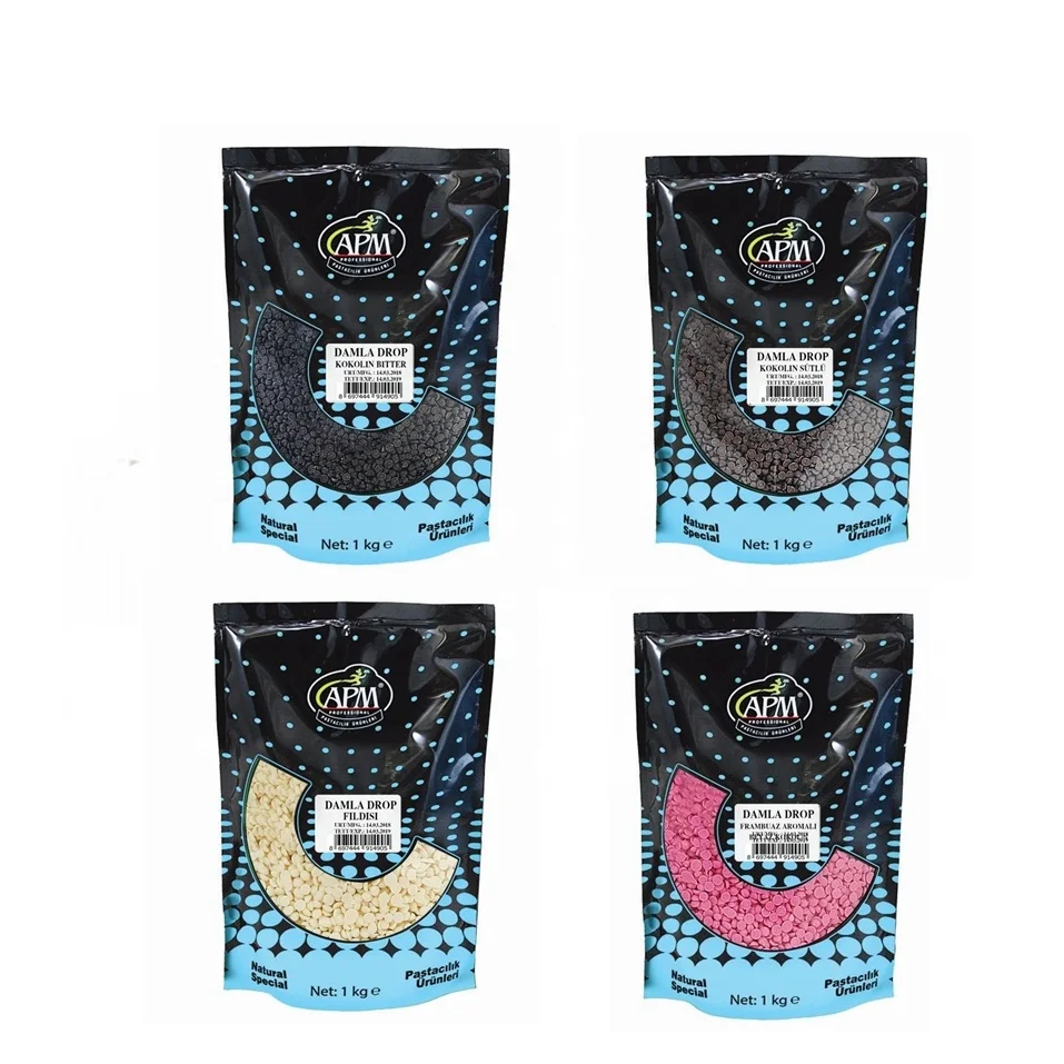 APM Bitter, Milky, White, Raspberry Compound Chocolate Drops For Pastry Decoration Purposes, GENERAL LIST