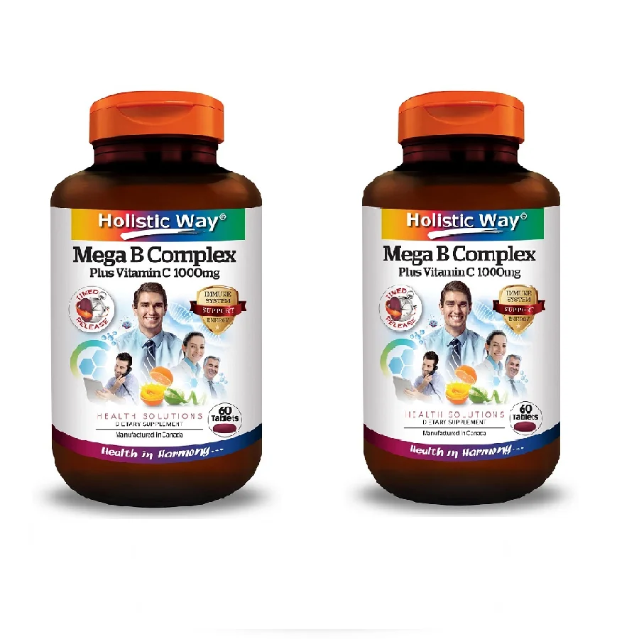Best Medical Care Immune And Anti-Fatigue Holistic Way Mega B Complex Plus Vitamin C 1000mg (60 Tablets) Made From Canada