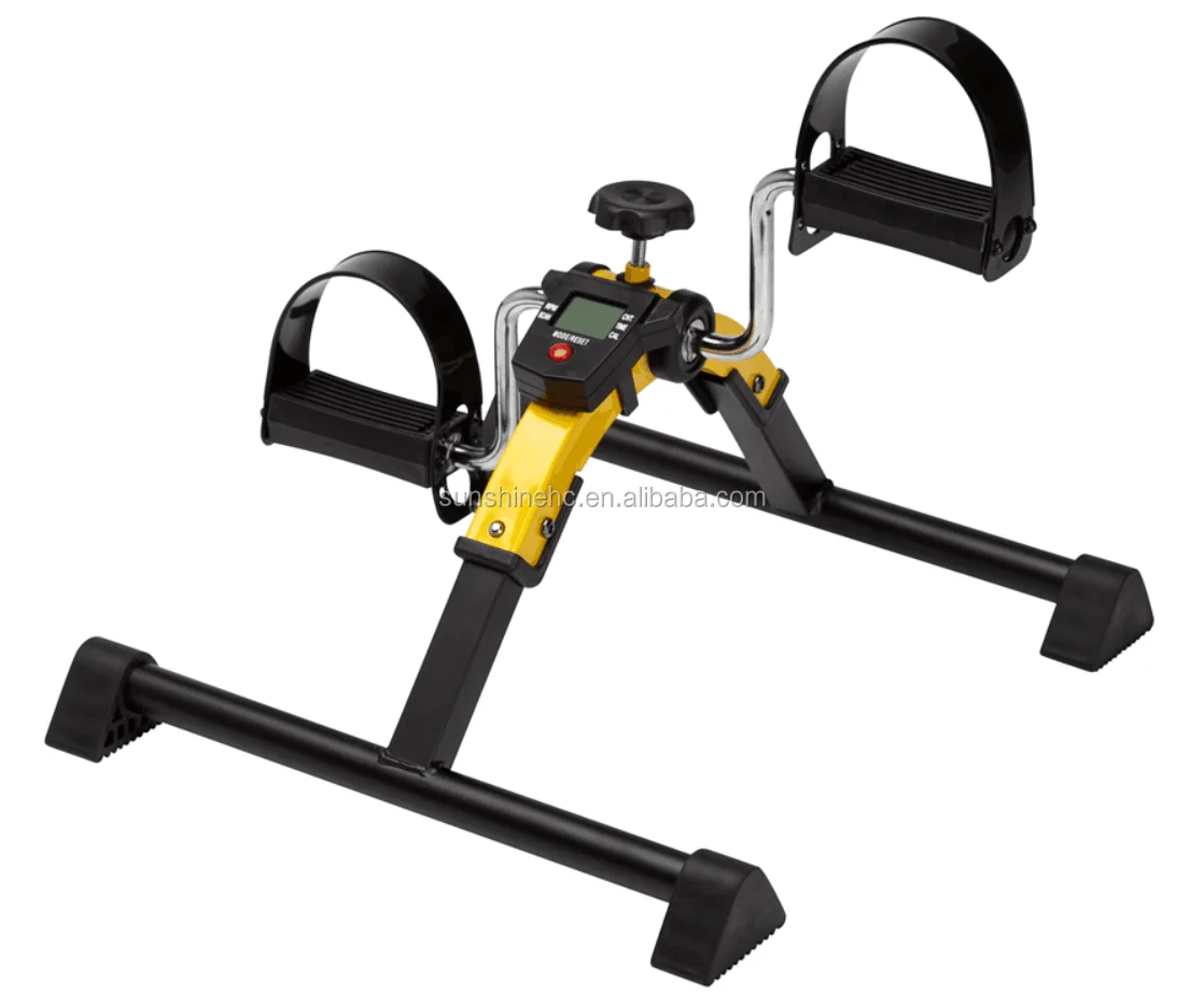 Folding Pedal Exerciser with Electronic Display for Legs and Arms Workout Mini Exercise Bike Under Desk Bike Pedal Exerciser