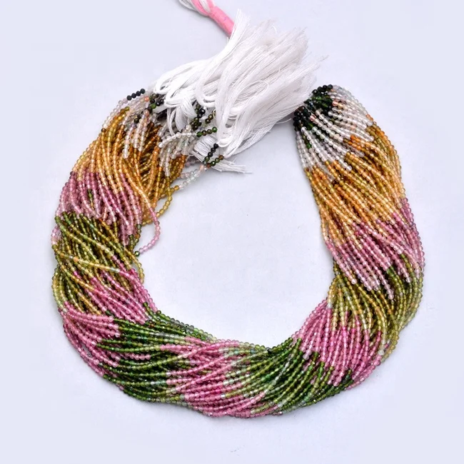2mm Genuine High Quality Watermelon Multi Tourmaline Gemstone Beads For Jewelry Making