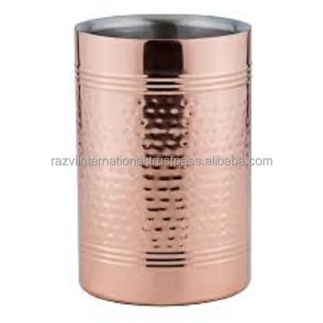 Copper Antique Metal Stainless Steel Hammered Design Double Wall Wine Chiller