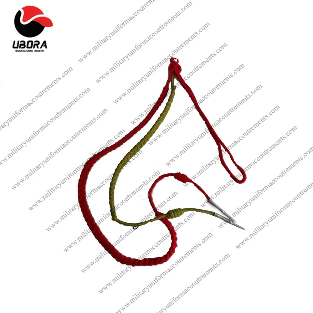 British Military Red Yellow Green Aiguillette Shoulder Lanyard - Army Navy RAF mylar gold knitted cord police accessories