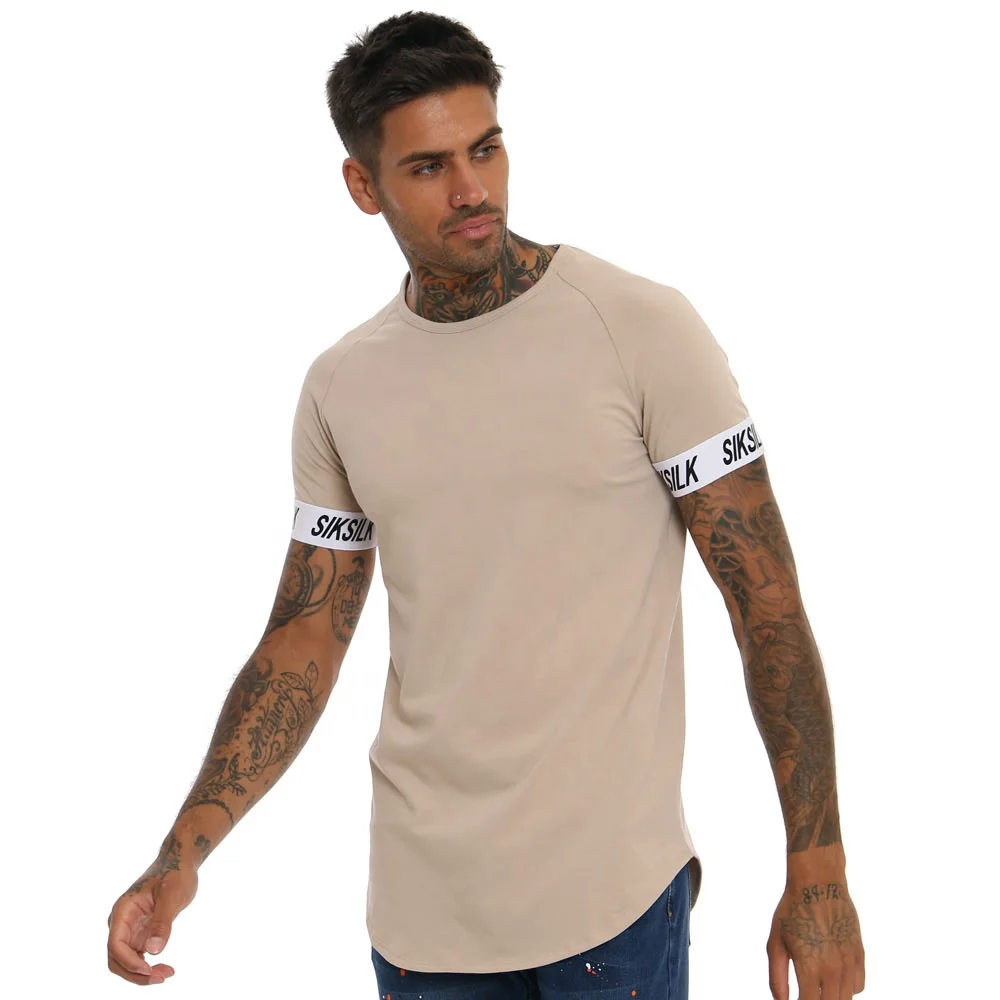 
Streetwear Men Slim Fit Long Sleeve T Shirt Top OEM Longline Curved Hem T Shirt Light Weight 93% Cotton 7% Elastane Gym T Shirt 