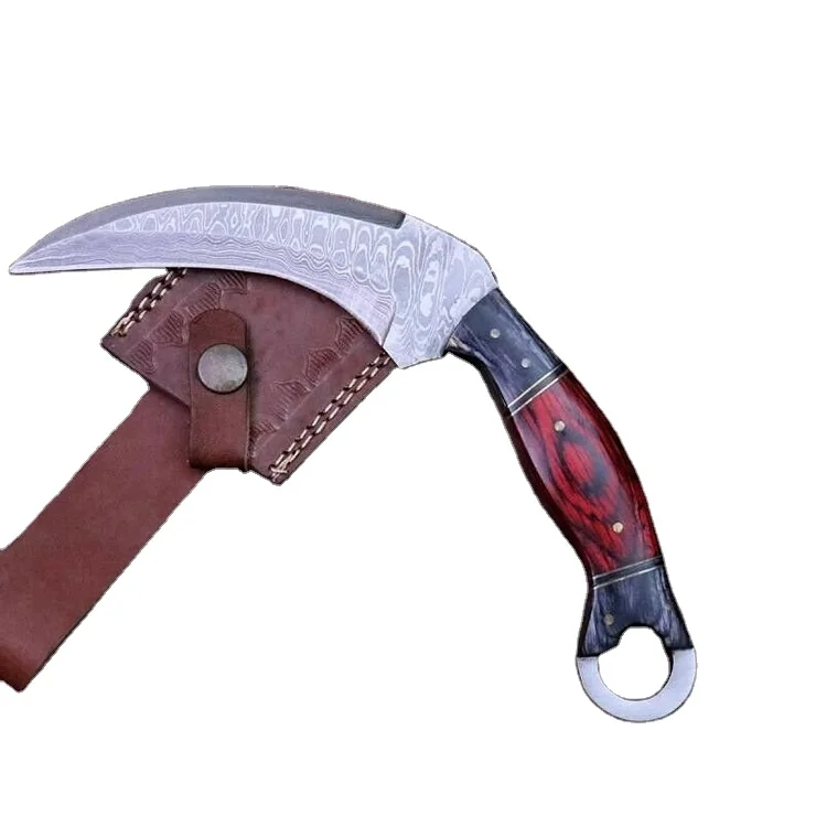 
10' inches Custom hand crafted Damascus steel hunting karambit knife full tang outdoor tool 