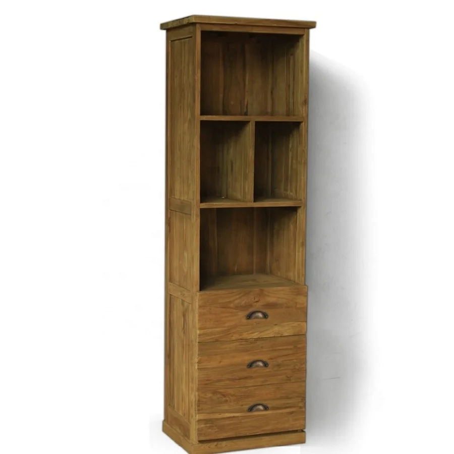 
High Quality Teak Reclaimed Wood Small Display Cabinets 3 Drawers 