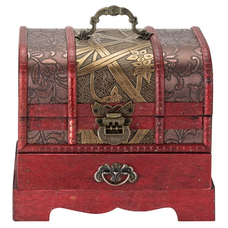 Сделанные на заказ винтажные деревянные коробки для украшений с металлической ручкой в стиле ретро