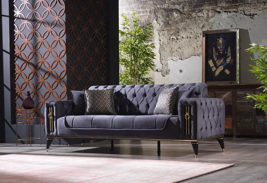 Modern Living Room Sofa Set Quilted Sectional Corner Contemporary Interior Design Ireland market