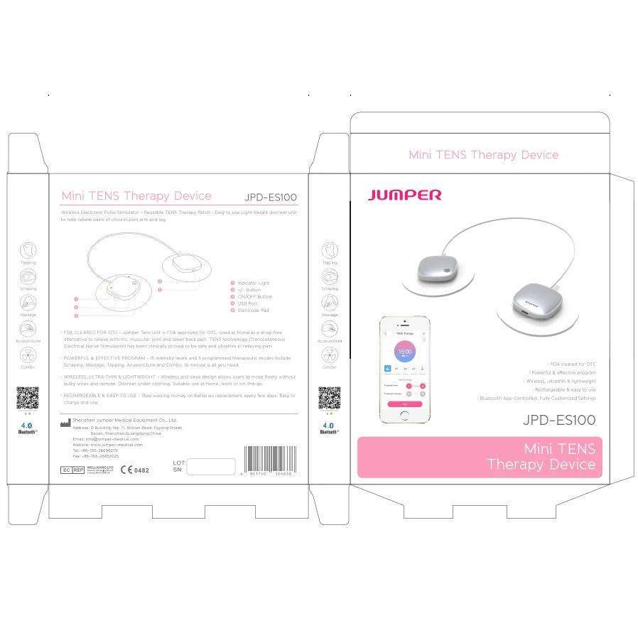 2020 portable super mini TENS therapy device unit JPD-ES100 with APP ISO Android control