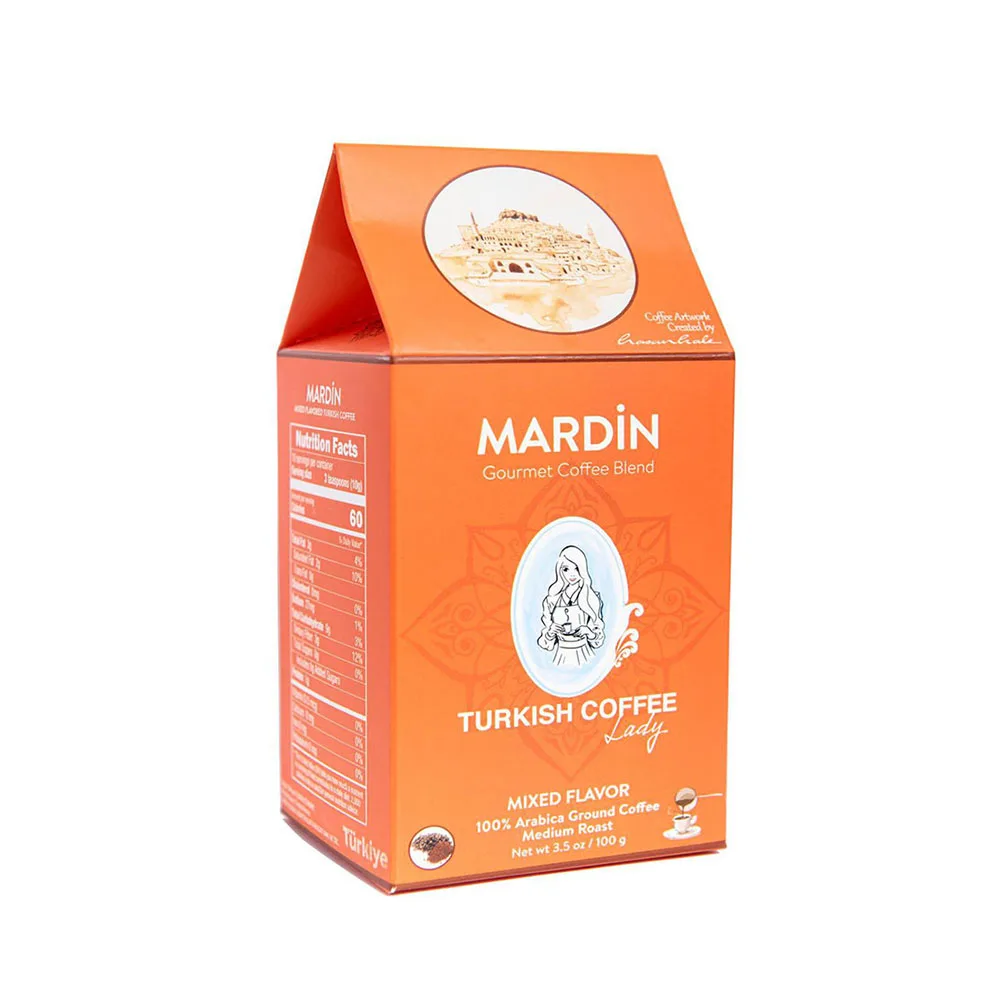 Turkish Coffee Lady Mardin Gourmet Coffee Blend 100g Mixed Flavor 100% Arabica Ground Coffee Medium Roast Blends